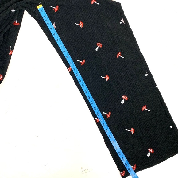 Cider Women S Bib Overalls Embroidered Mushrooms Corduroy Hippie Wide Leg Black - Picture 14 of 16